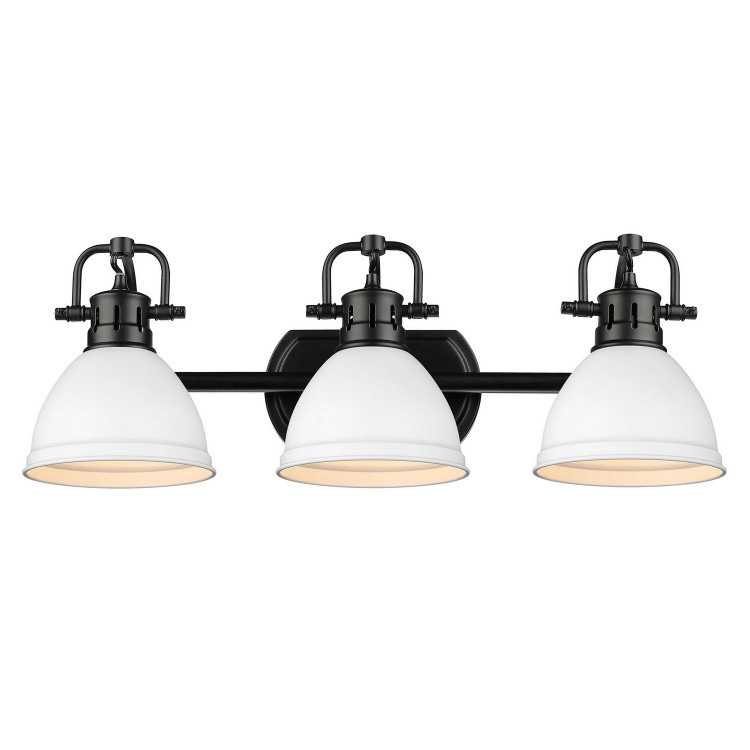 Golden - 3602-BA3 BLK-WHT - Three Light Bath Vanity - Duncan - Matte Black