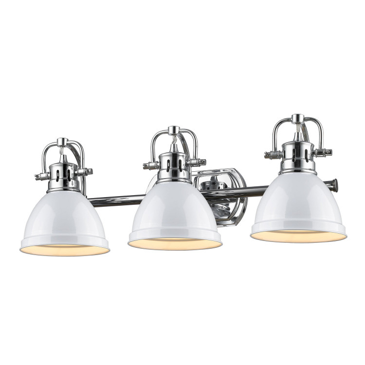 Golden - 3602-BA3 CH-WH - Three Light Bath Vanity - Duncan BCB - Chrome