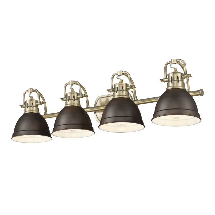 Golden - 3602-BA4 AB-RBZ - Four Light Vanity - Duncan - Aged Brass