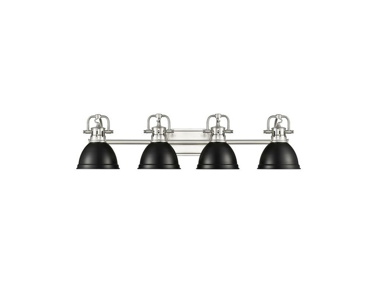 Golden - 3602-BA4 PW-BLK - Four Light Vanity - Duncan - Pewter