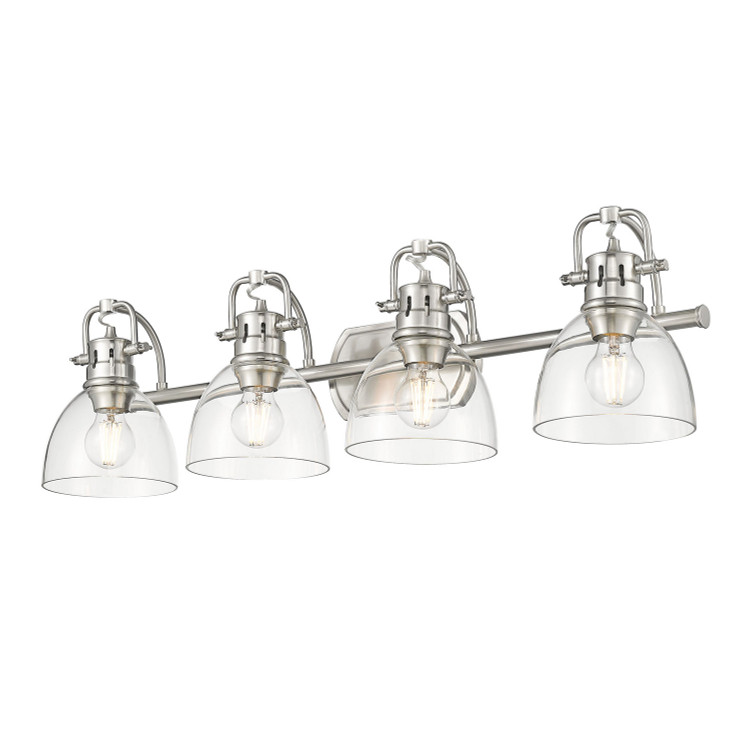 Golden - 3602-BA4 PW-CLR - Four Light Vanity - Duncan - Pewter