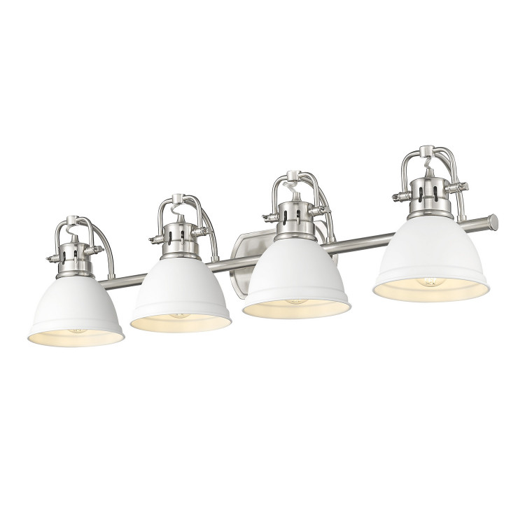 Golden - 3602-BA4 PW-WHT - Four Light Vanity - Duncan - Pewter