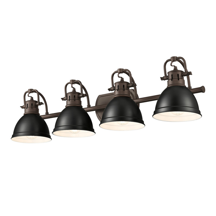 Golden - 3602-BA4 RBZ-BLK - Four Light Vanity - Duncan - Rubbed Bronze