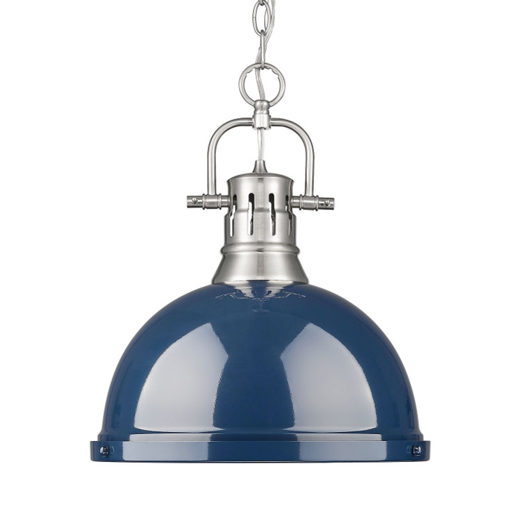Golden - 3602-L PW-NVY - One Light Pendant - Duncan - Pewter