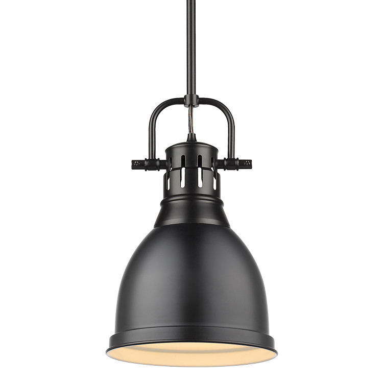 Golden - 3604-S BLK-BLK - One Light Pendant - Duncan - Matte Black