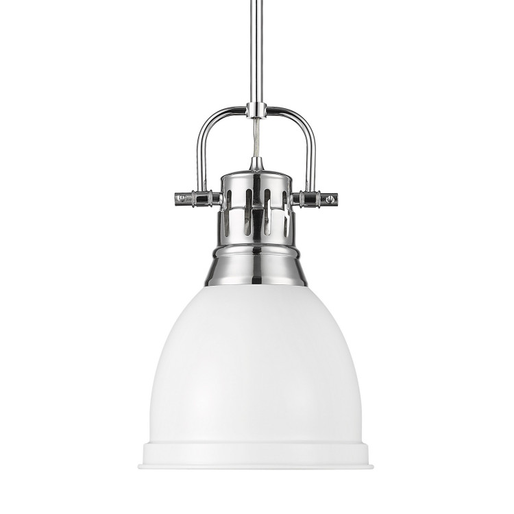 Golden - 3604-S CH-WHT - One Light Pendant - Duncan - Chrome
