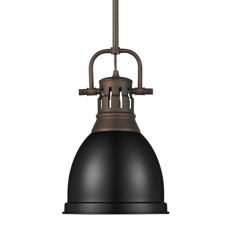 Golden - 3604-S RBZ-BLK - One Light Pendant - Duncan - Rubbed Bronze