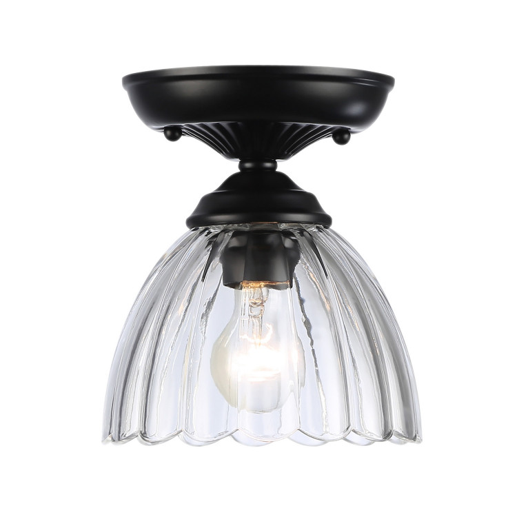 Golden - 6952-SF7 BLK-CLR - One Light Semi-Flush Mount - Audra - Matte Black