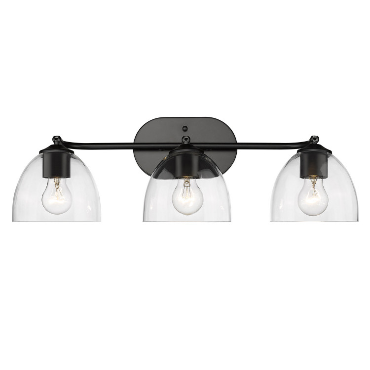 Golden - 6958-BA3 BLK-BLK-CLR - Three Light Bath Vanity - Roxie - Matte Black