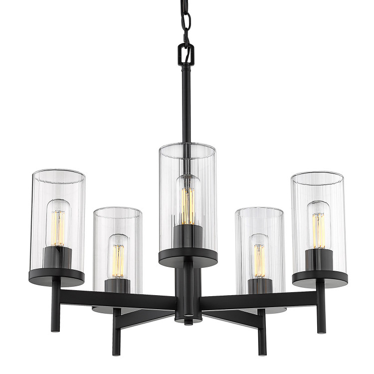 Golden - 7011-5 BLK-CLR - Five Light Chandelier - Winslett - Matte Black