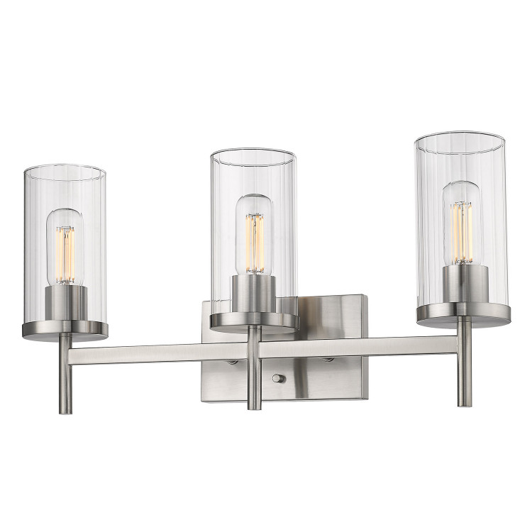 Golden - 7011-BA3 PW-CLR - Three Light Bath Vanity - Winslett - Pewter