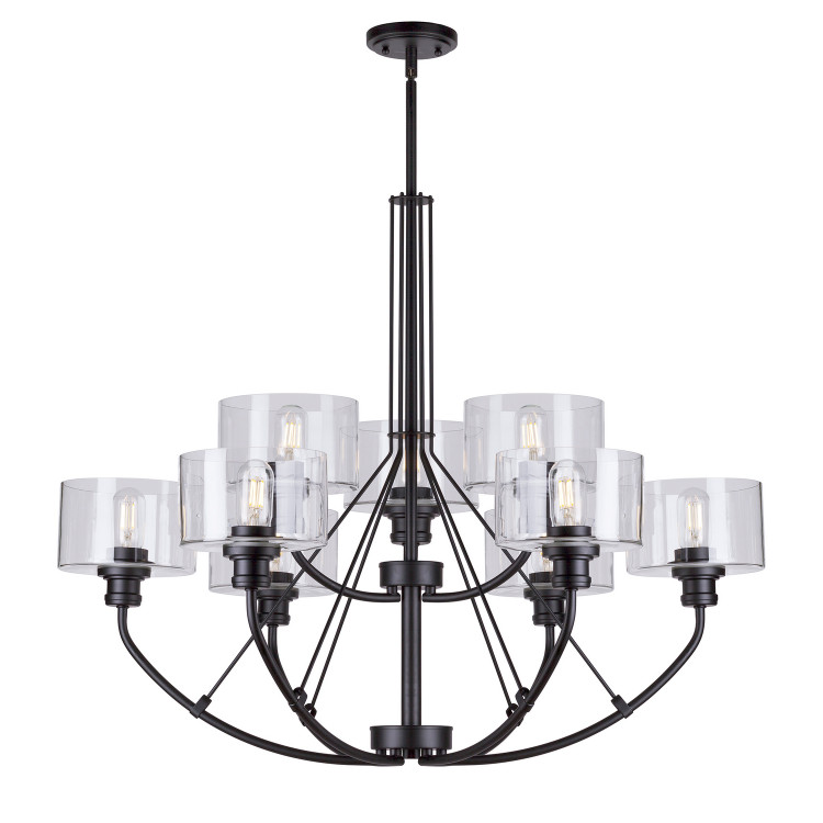 Forte - 2748-09-04 - Nine Light Chandelier - Zane - Black