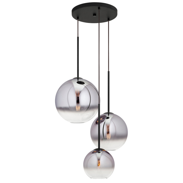 Forte - 2760-03-04 - Three Light Pendant - Callisto - Black