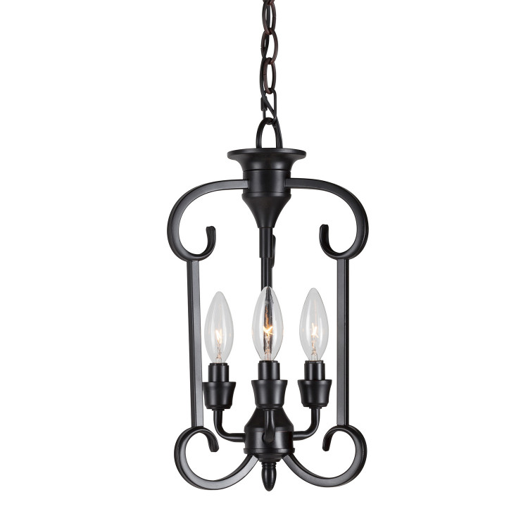 Forte - 7000-03-04 - Three Light Foyer Pendant - Ione - Black