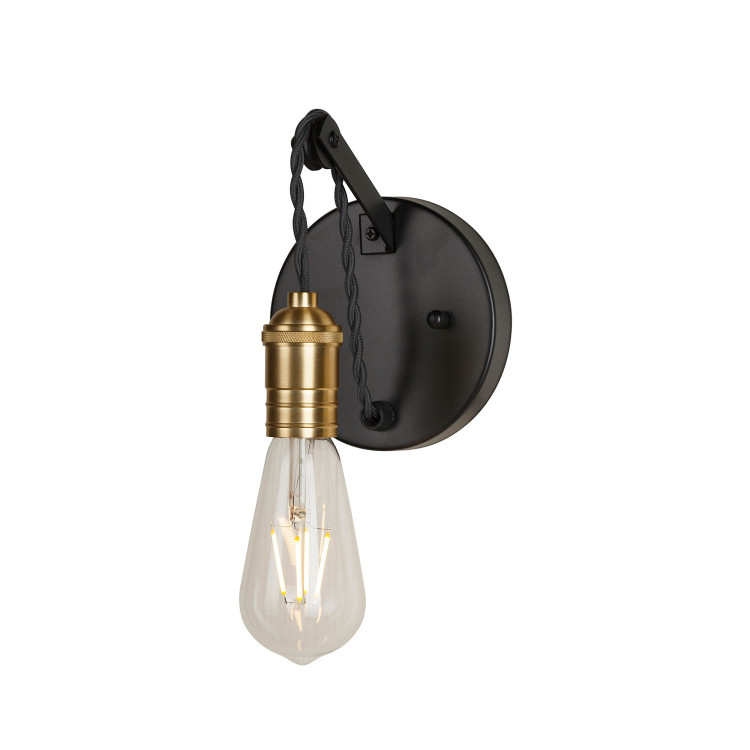 Forte - 7061-01-62 - One Light Wall Sconce - Essy - Black and Soft Gold