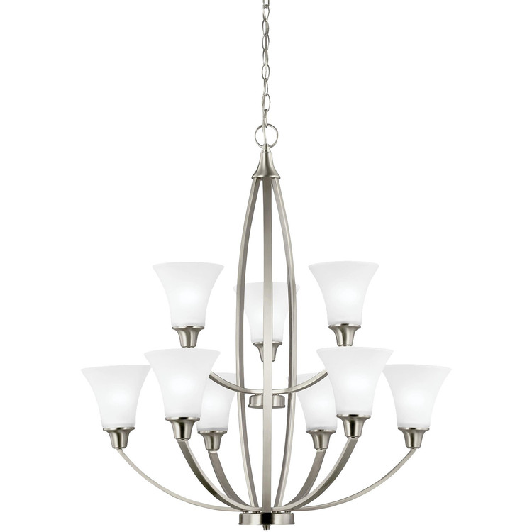 Generation Lighting - 3113209-962 - Nine Light Chandelier - Metcalf - Brushed Nickel Generation Lighting - 3113209-962 - Nine Light Chandelier - Metcalf - Brushed Nickel