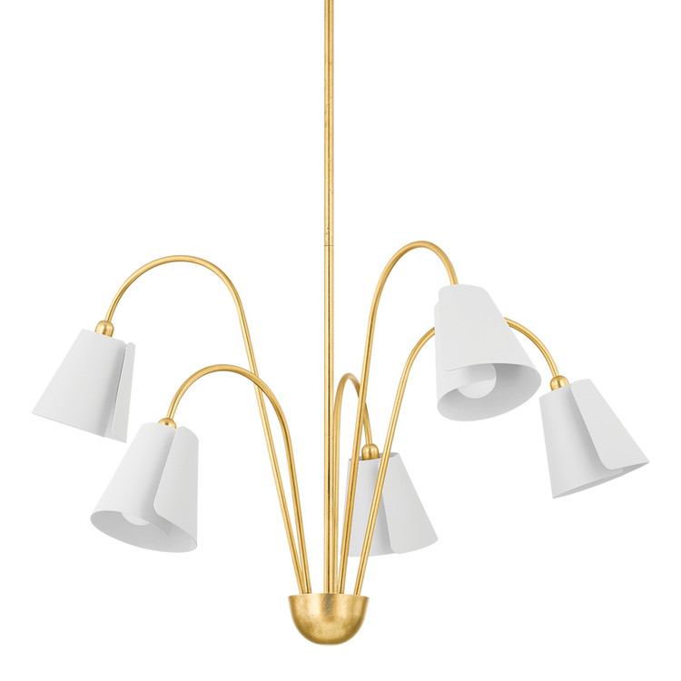 Mitzi - H852805-GL/TWH - Five Light Chandelier - Lila - Gold Leaf/Textured On White Combo