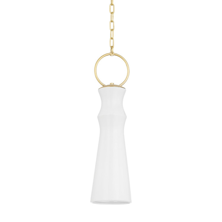 Hudson Valley - 2270-AGB/CGW - One Light Pendant - Borden - Aged Brass/Ceramic Gloss White