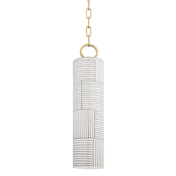 Hudson Valley - 2384-AGB/ST - One Light Pendant - Brookville - Aged Brass