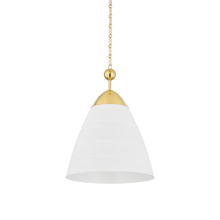 Hudson Valley - BKO1501-AGB/WP - One Light Pendant - Bronson - Aged Brass/White Plaster