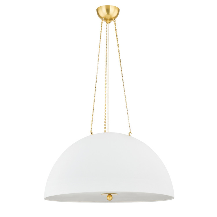 Hudson Valley - MDS1101-AGB/WP - Four Light Pendant - Chiswick - Aged Brass/White Plaster