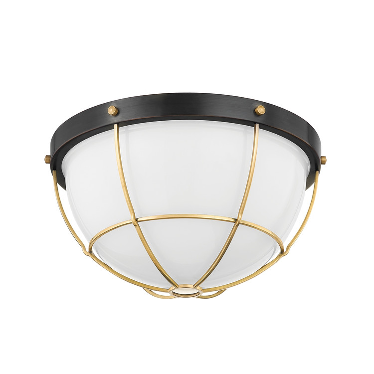 Hudson Valley - MDS1501-AGB/DB - Two Light Flush Mount - Holkham - Aged Brass/Distressed Bronze