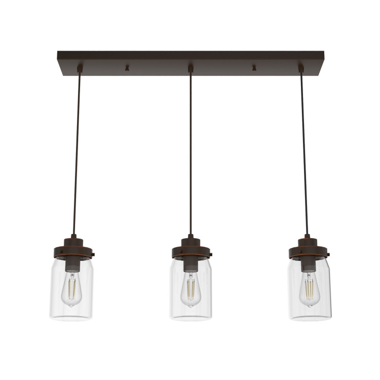 Hunter - 19155 - Three Light Pendant - Devon Park - Onyx Bengal
