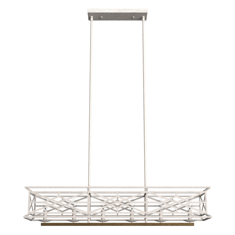 Hunter - 19334 - Six Light Linear Chandelier - Langwood - Distressed White