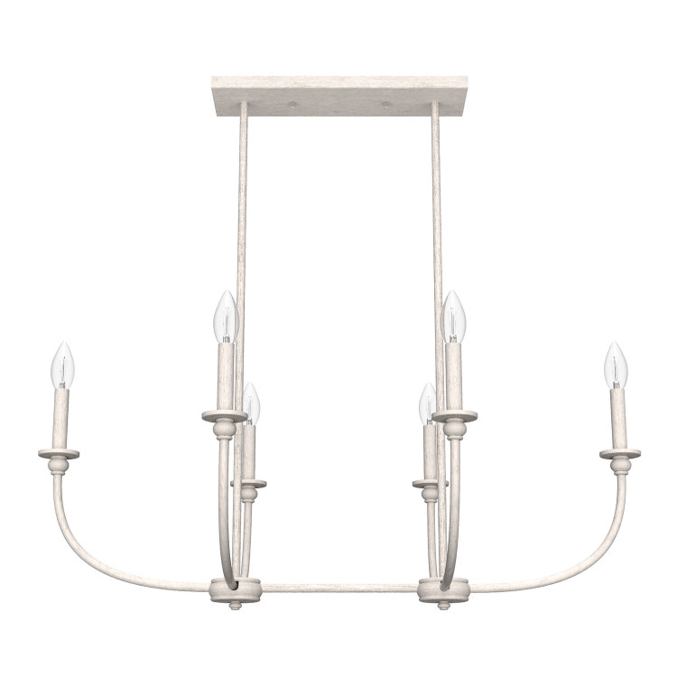 Hunter - 19645 - Six Light Chandelier - Southcrest - Distressed White
