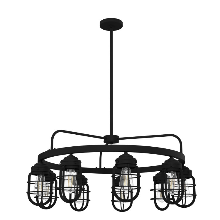 Hunter - 19663 - Nine Light Chandelier - Starklake - Natural Black Iron