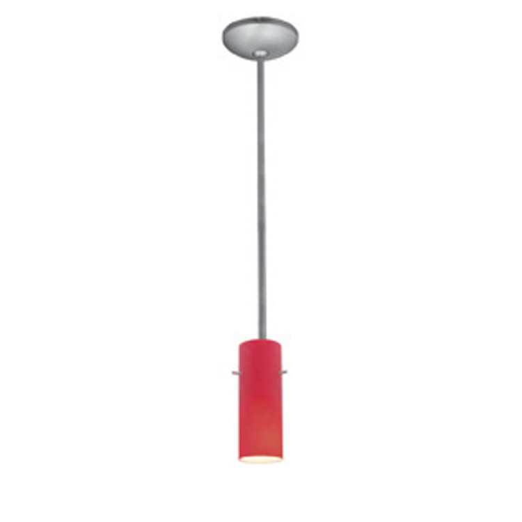 Access - 28030-1R-BS/RED - One Light Pendant - Cylinder - Brushed Steel