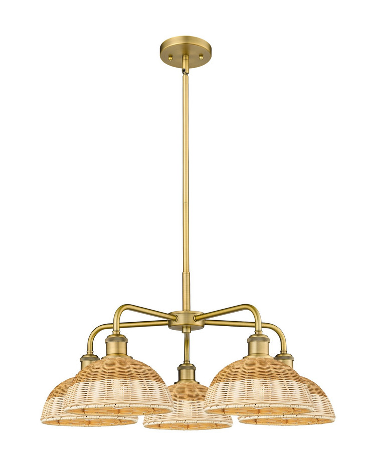 Innovations - 516-5CR-BB-NBD2-9-NAT - Five Light Chandelier - Ballston - Brushed Brass