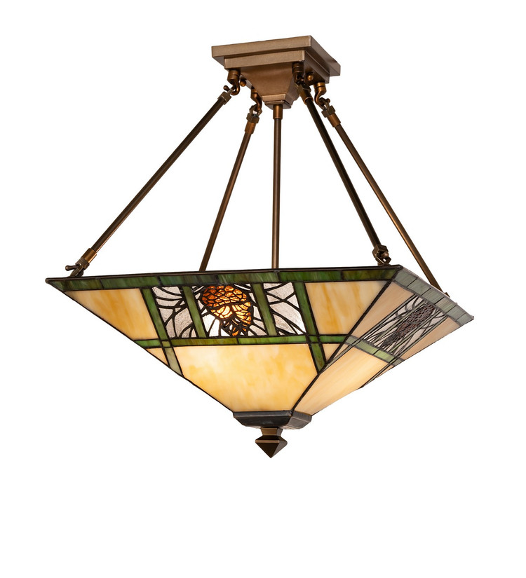 Meyda Tiffany - 292694 - Two Light Semi-Flush Mount - Pinecone Ridge - Antique Copper