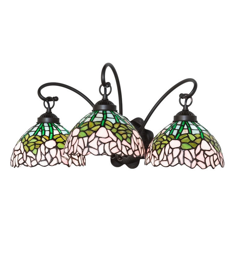 Meyda Tiffany - 263239 - Three Light Wall Sconce - Tiffany Cabbage Rose - Mahogany Bronze
