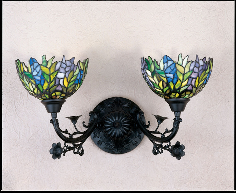 Meyda Tiffany - 27393 - Two Light Wall Sconce - Tiffany Honey Locust - Mahogany Bronze