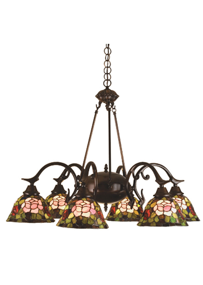 Meyda Tiffany - 27399 - Six Light Chandelier - Tiffany Rosebush - Craftsman Brown Meyda Tiffany - 27399 - Six Light Chandelier - Tiffany Rosebush - Craftsman Brown