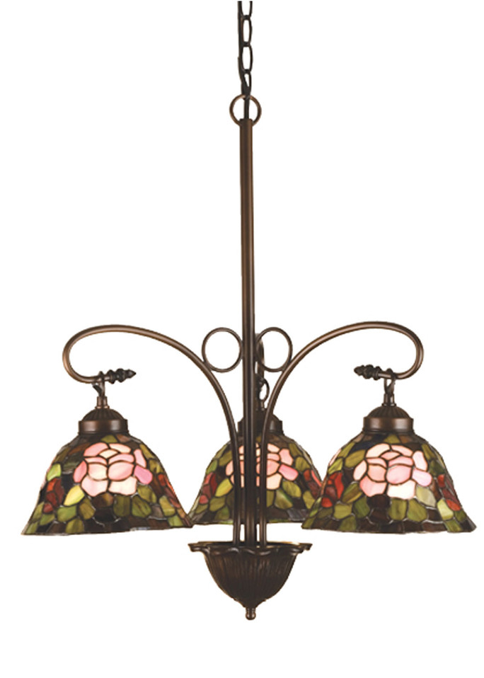 Meyda Tiffany - 27418 - Three Light Chandelier - Tiffany Rosebush - Purple/Blue Burgundy Pink Meyda Tiffany - 27418 - Three Light Chandelier - Tiffany Rosebush - Purple/Blue Burgundy Pink