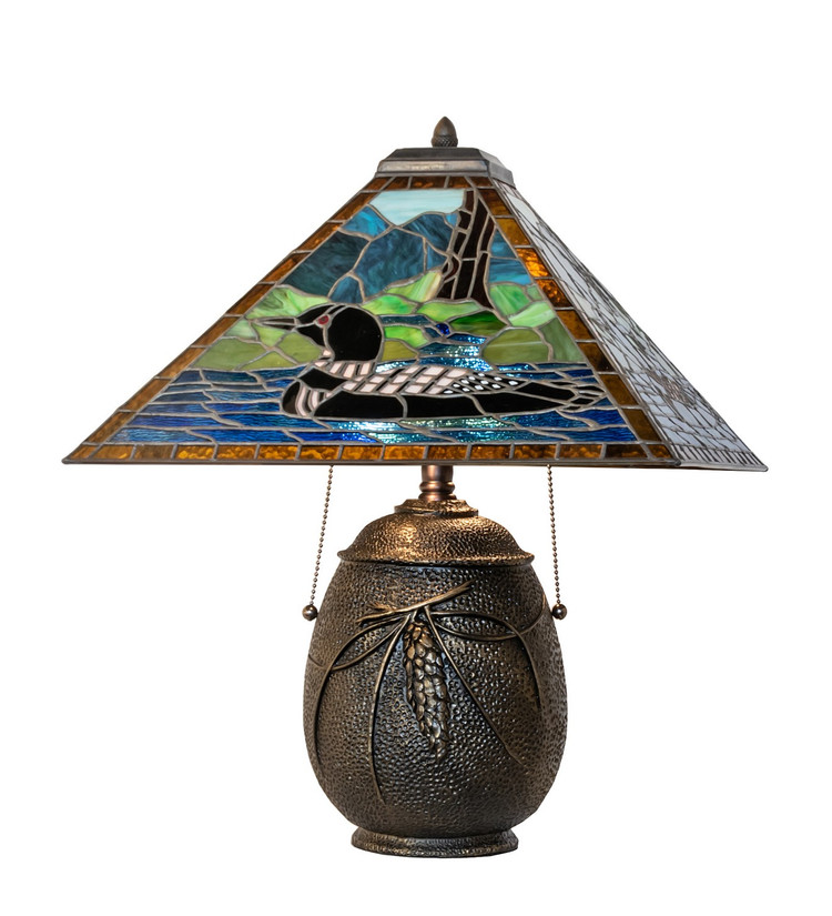 Meyda Tiffany - 274252 - Two Light Table Lamp - Loon - Textured Antique Brass