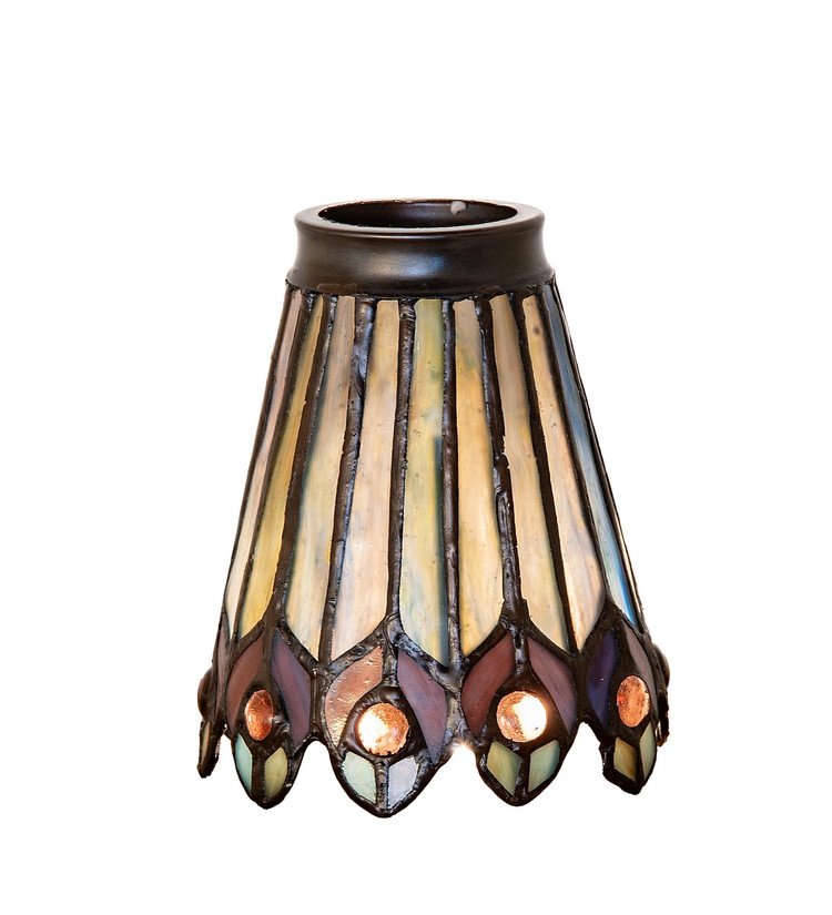Meyda Tiffany - 27474 - Fan Light Shade - Tiffany Jeweled Peacock - Green/Blue Purple/Blue Purple/Blue Purp