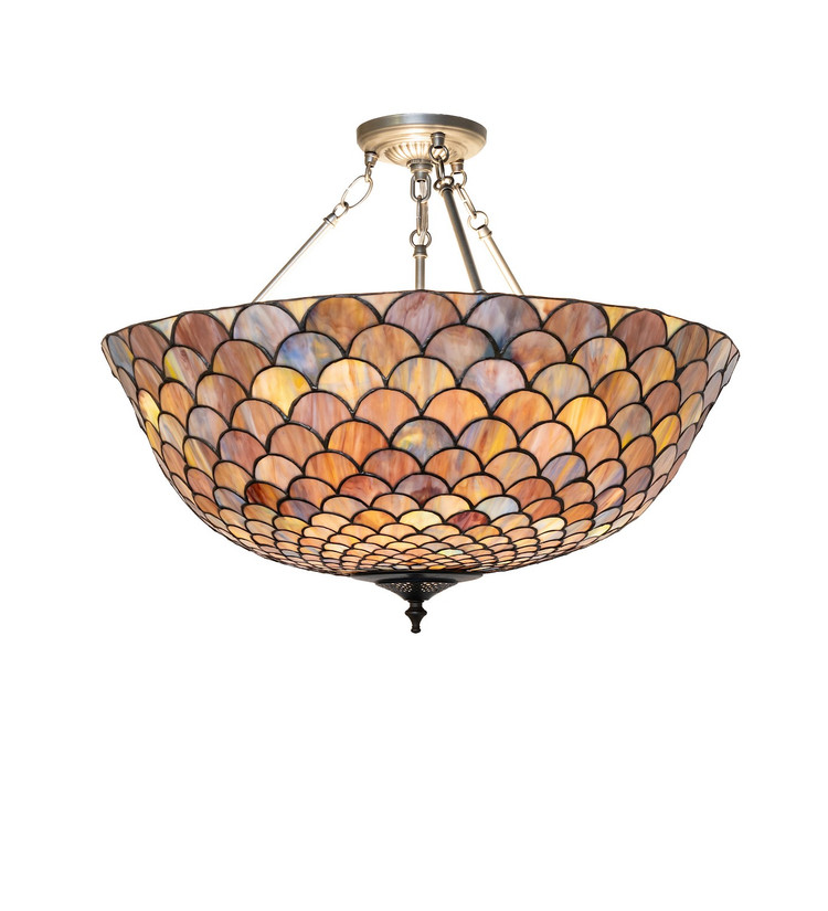 Meyda Tiffany - 275981 - Three Light Semi-Flushmount - Tiffany Fishscale
