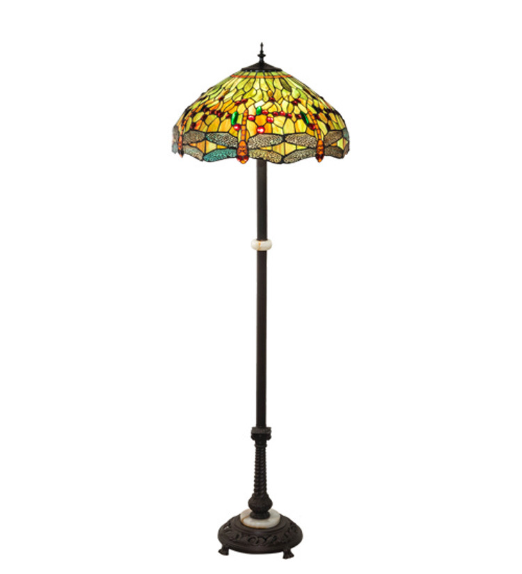 Meyda Tiffany - 37702 - Three Light Floor Lamp - Tiffany Hanginghead Dragonfly - Mahogany Bronze