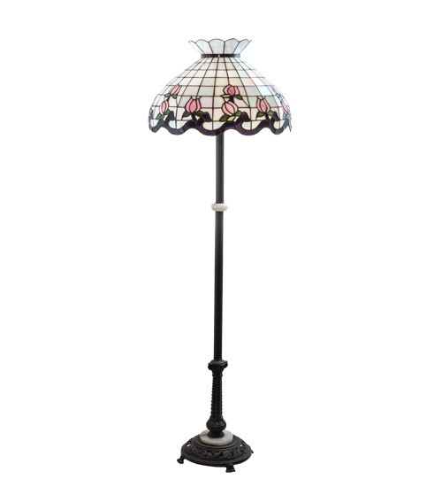 Meyda Tiffany - 37715 - Three Light Floor Lamp - Roseborder - Mahogany Bronze