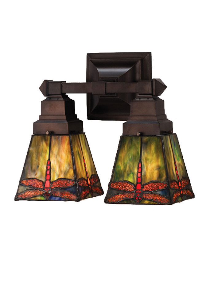 Meyda Tiffany - 48188 - Two Light Wall Sconce - Prairie Dragonfly - Pbag Flame Orange