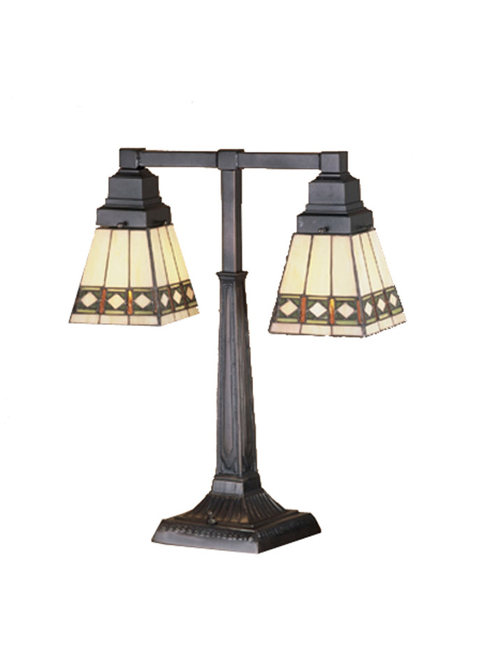 Meyda Tiffany - 48204 - Two Light Table Lamp - Diamond Band Mission - Mahogany Bronze