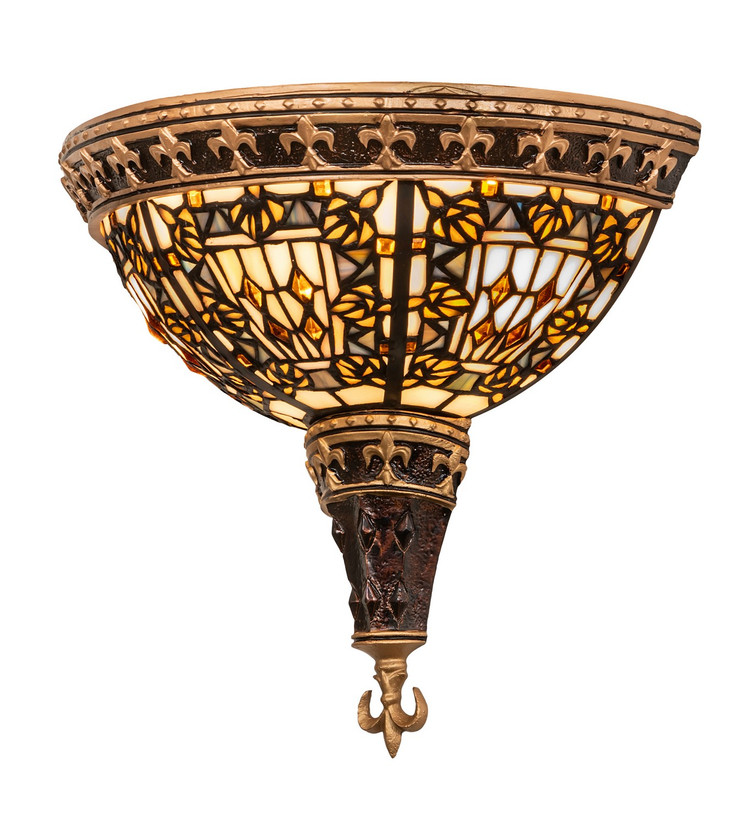 Meyda Tiffany - 50243 - Two Light Wall Sconce - Fleur-De-Lis - Mahogany Bronze/ Gold & Brown
