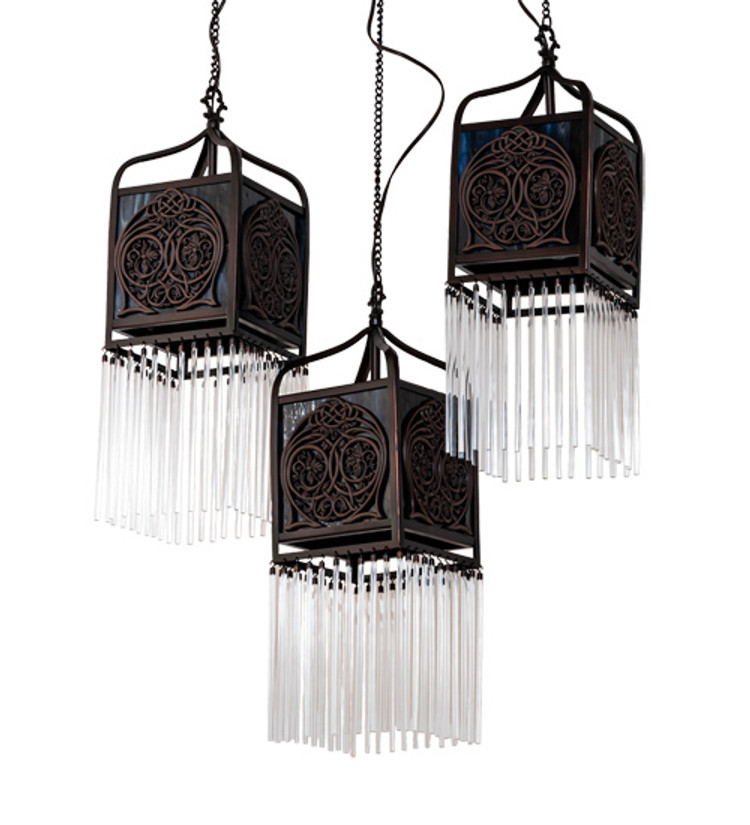 Meyda Tiffany - 56752 - Three Light Pendant - Celtic Knot - Mahogany Bronze