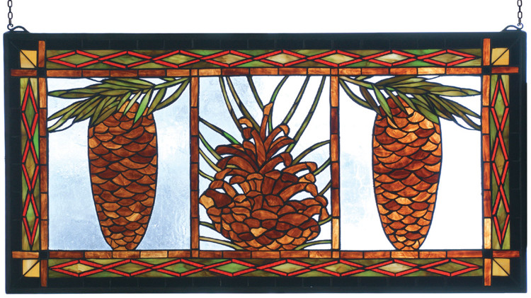 Meyda Tiffany - 81470 - Window - Pinecone - Blue Amber Red Bl Meyda Tiffany - 81470 - Window - Pinecone - Blue Amber Red Bl