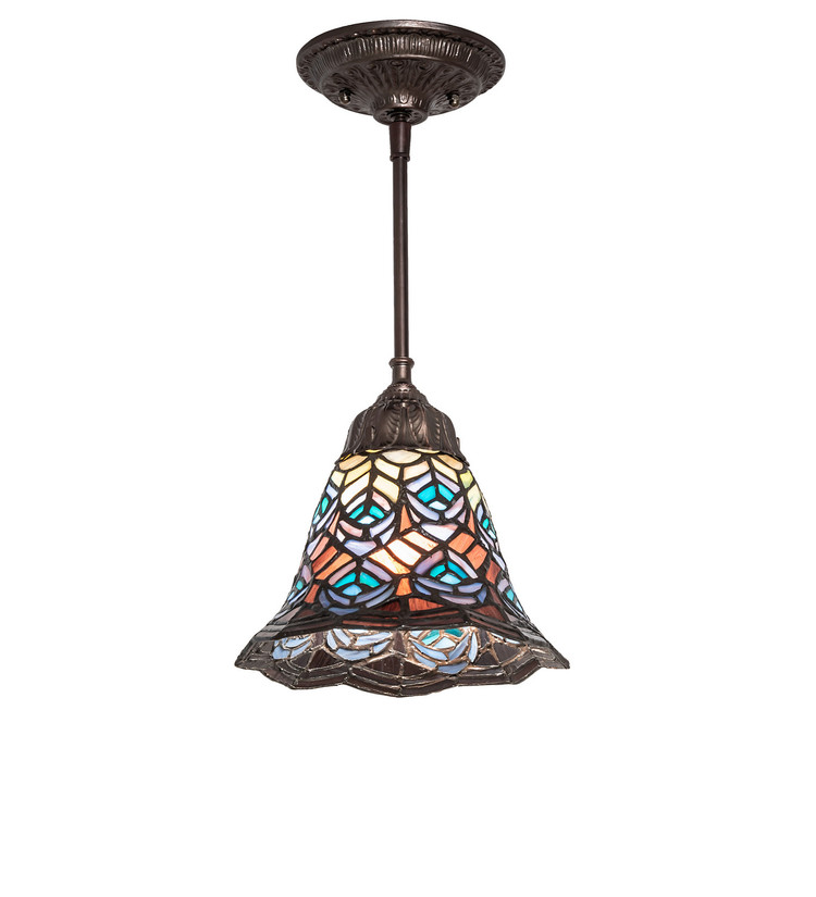 Meyda Tiffany - 82421 - One Light Pendant - Tiffany Peacock Feather - Mahogany Bronze