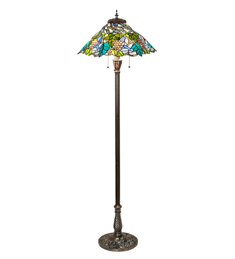 Meyda Tiffany - 99339 - Three Light Floor Lamp - Spiral Grape - Mahogany Bronze