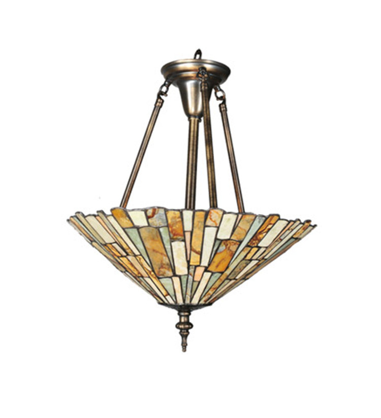 Meyda Tiffany - 99681 - Three Light Semi-Flushmount - Delta - Antique Brass Meyda Tiffany - 99681 - Three Light Semi-Flushmount - Delta - Antique Brass